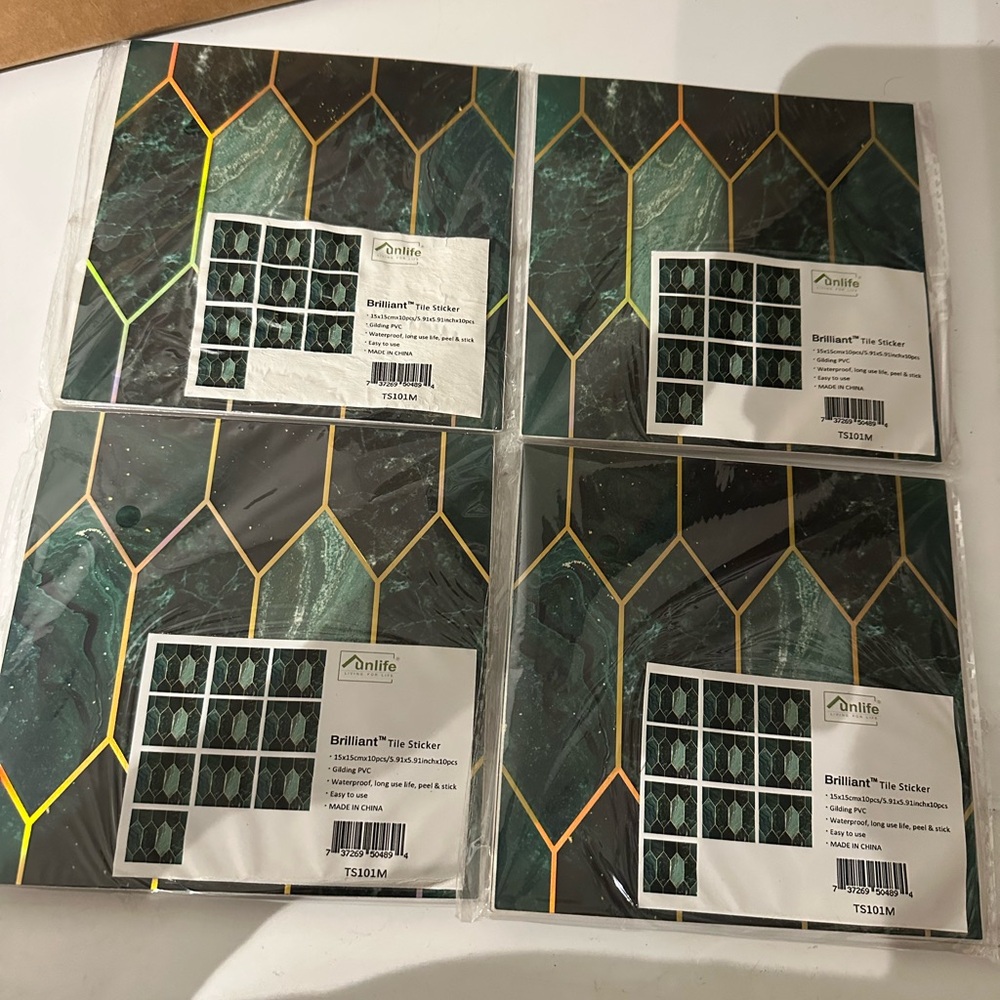 Green and Gold Tile Stickers